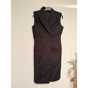 Givenchy Black Wool Sleeveless Double Breasted Tuxedo Blazer‎ Dress 38 flaw